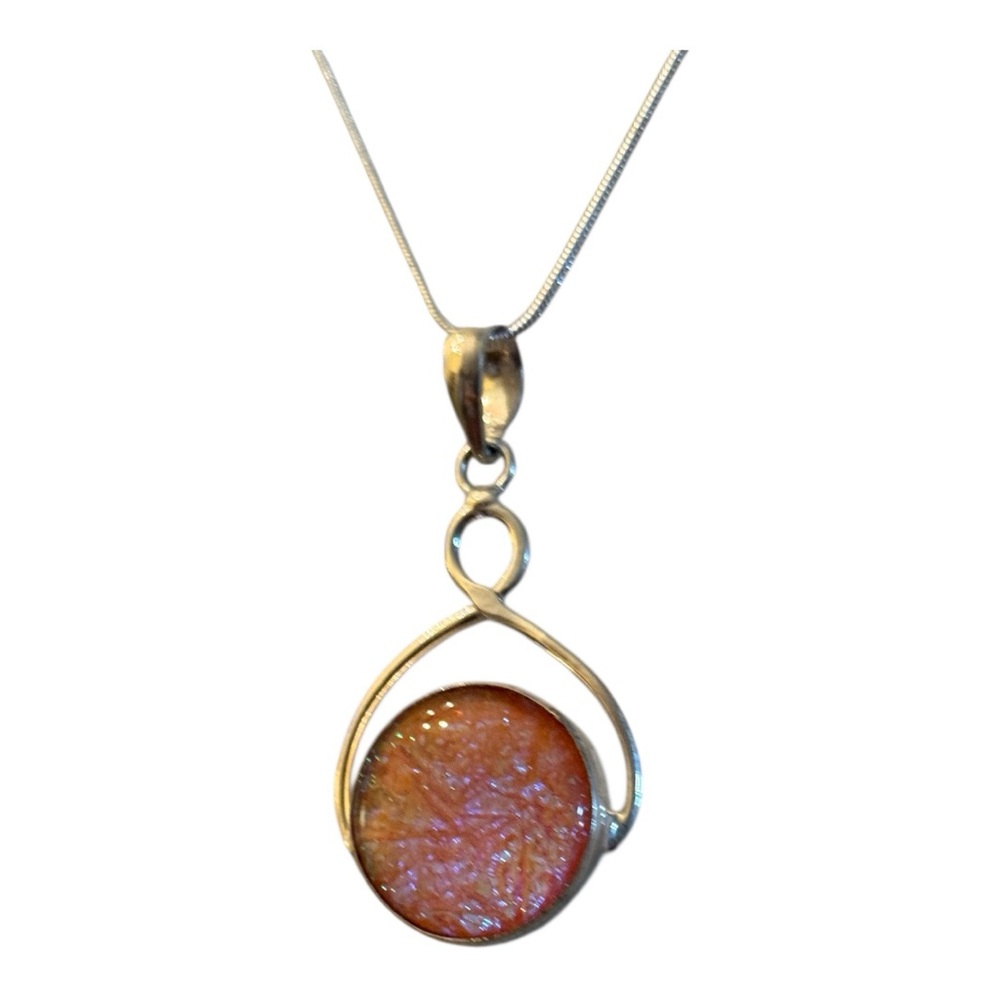 Shimmery Australian Triplet Opal with .925 Silver Bail and .925 Silver Chain